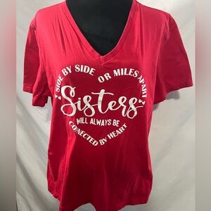 Sisters tshirt XL red‎ women’s vneck like new
